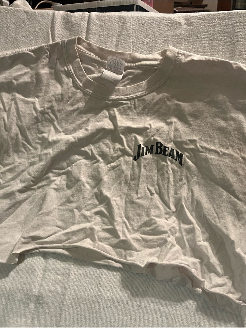 Jim Beam Women's Cream Crop Tee - Casual Logo Top